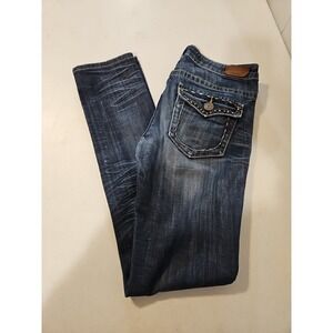Vigoss Collection Straigh Fit Women's size 3 Blue Denim Jeans Flap Pockets (1267